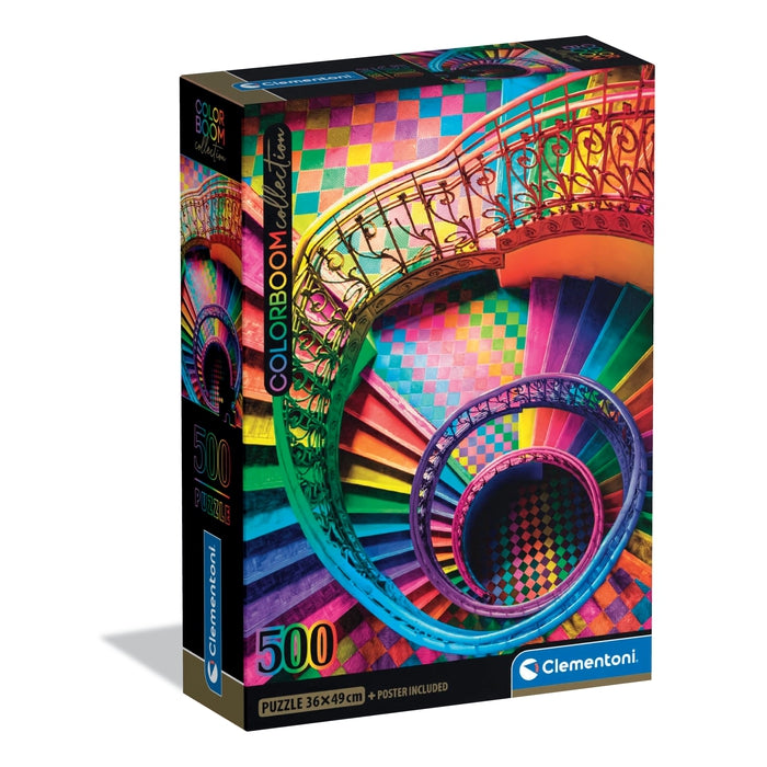 Clementoni Puzzle De 500 Piezas – Colorboom Stairs, 49x36 Cm, Fabricado En Italia Con Materiales Reciclados